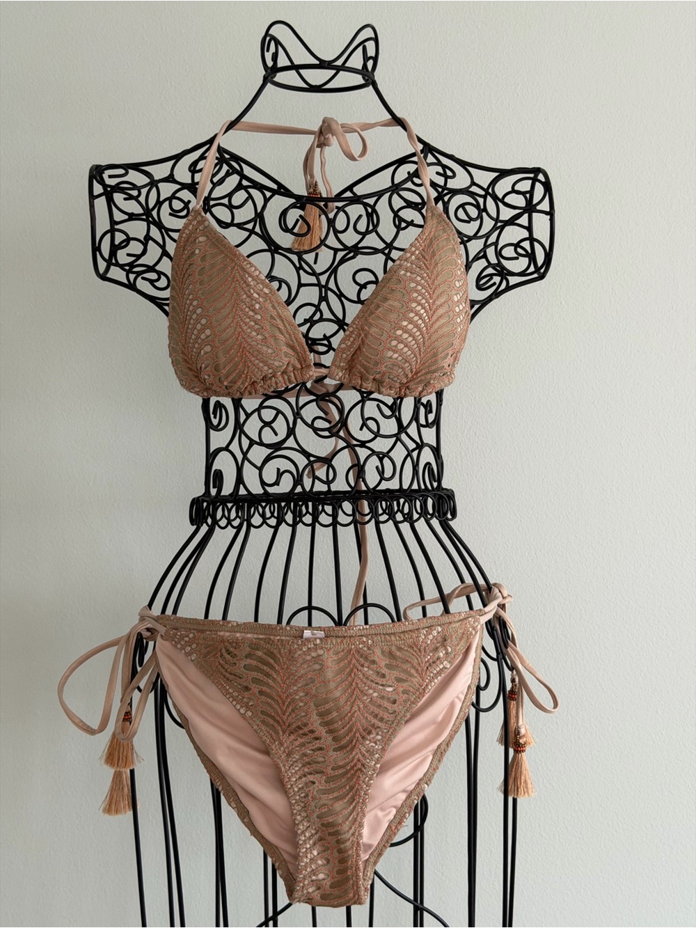 Costa Linda Bikini Set Geometric in Brown & Pink Size Small Like New